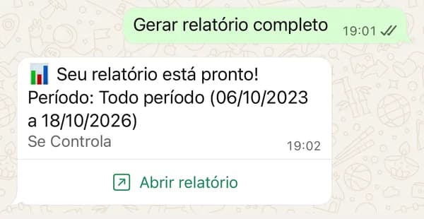 Pedindo relatório pelo WhatsApp